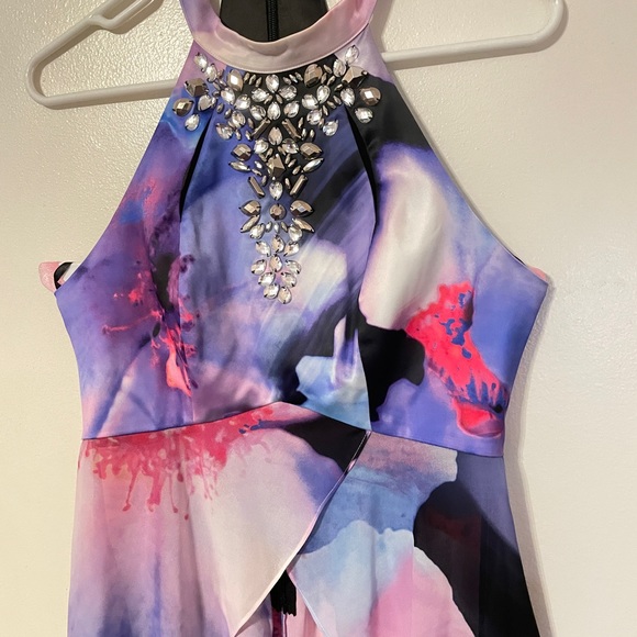 Bebe Asymmetrical Beaded Halter Dressy Top Size Small - Picture 3 of 9